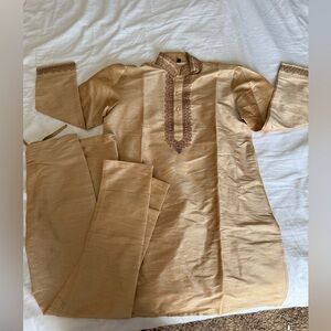 Boys Elegant Gold Kurta Set